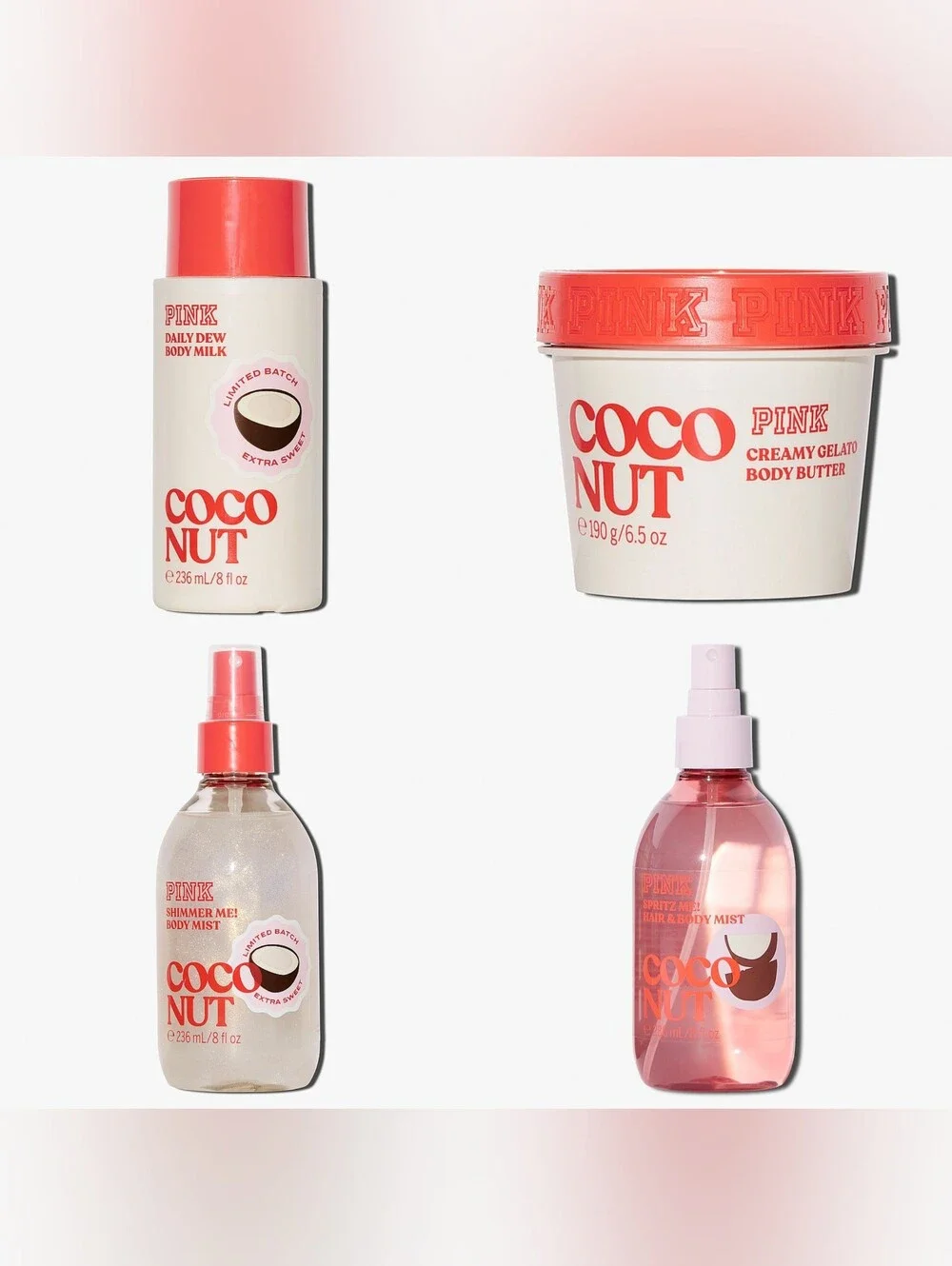 PINK Victoria's Secret Extra Sweet Coconut 4 Piece Body Care Set NEW
